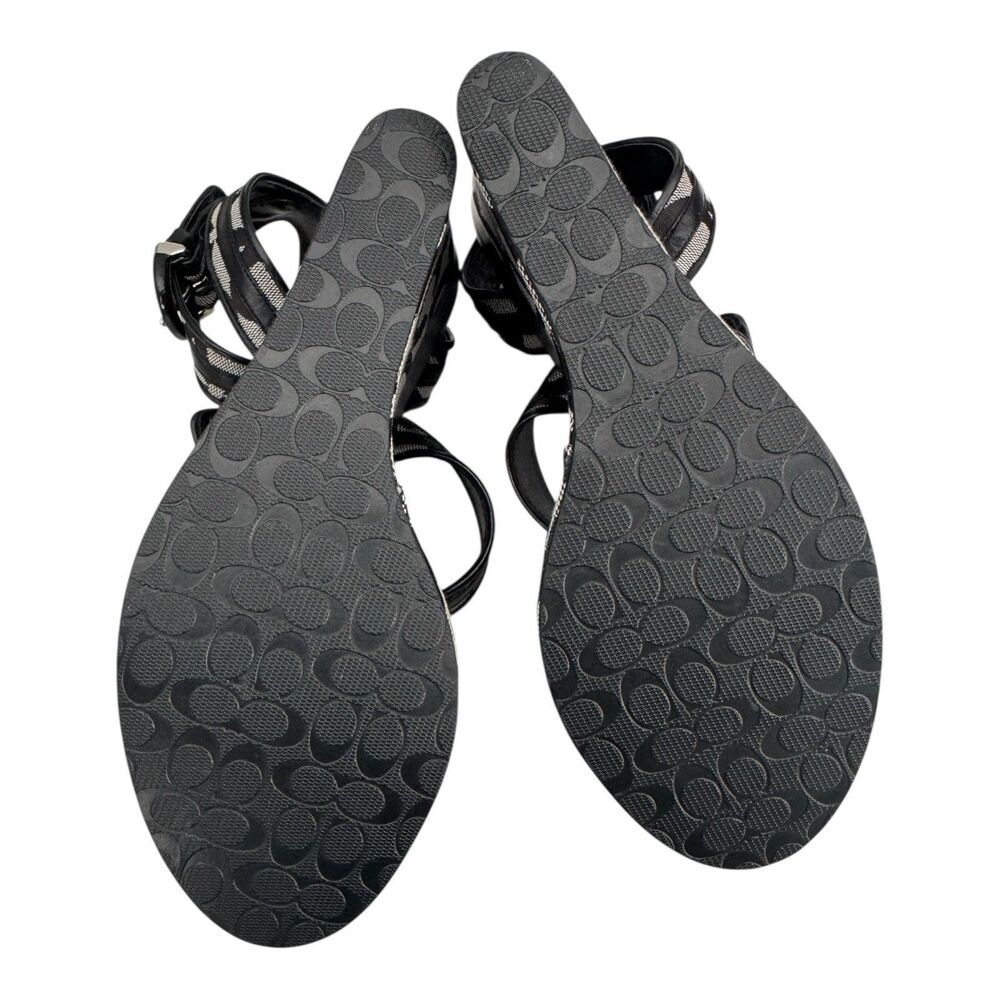 Coach Logo Maralee Wedge Jacquard Sandals Women’s 8.5B Black/Gray - Picture 8 of 9